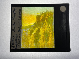 Vintage Color Glass Magic Lantern Slide “Saxony Germany Bastei Mountain “ - $27.56 CAD