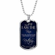 Express Your Love Gifts I Am The Vine Bible Verse Dog Tag Engraved 18k Gold 24&quot;  - £54.27 GBP