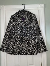 Womens Medium Animal Print Pea Coat Apt 9 Purple Lined Leopard Fashion Jacket L - £65.15 GBP