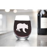 Stemless wine Glass , Custom wine glass , Monogram Wine Glass - Bear - $282.50 MXN