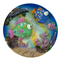 Fish Plate Detailed Embossed 3D Decorative Wall Decor Bobbly Fish 5 3/4&quot; Dia - £11.74 GBP