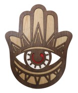 Hand of Fatima Hamsa Palm with Evil Eye Amulet of Protection MDF Wood Wa... - $29.99