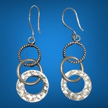 SILPADA Oxidized Triple Threat Dangle Earrings W1616 Sterling Silver 925 - £51.95 GBP