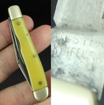 Vintage Pocket Knife Ulster Knife Co Two Blade Perfectly Aged Yellow Estate Sale - £27.64 GBP