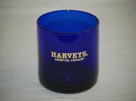 Harveys Bristol Cream Cobalt Blue Old Fashioned Glass w Gold Logo Barware Libbey - £11.86 GBP