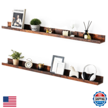 Muzilife 55" Large Floating Wall Ledge Shelves Set 2 Rustic Wood Honey B... - $80.55