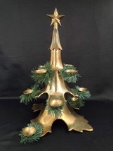 Vintage Solid Brass Christmas Tree 10 Candle Holder Mid-Century Modern 1... - $46.71