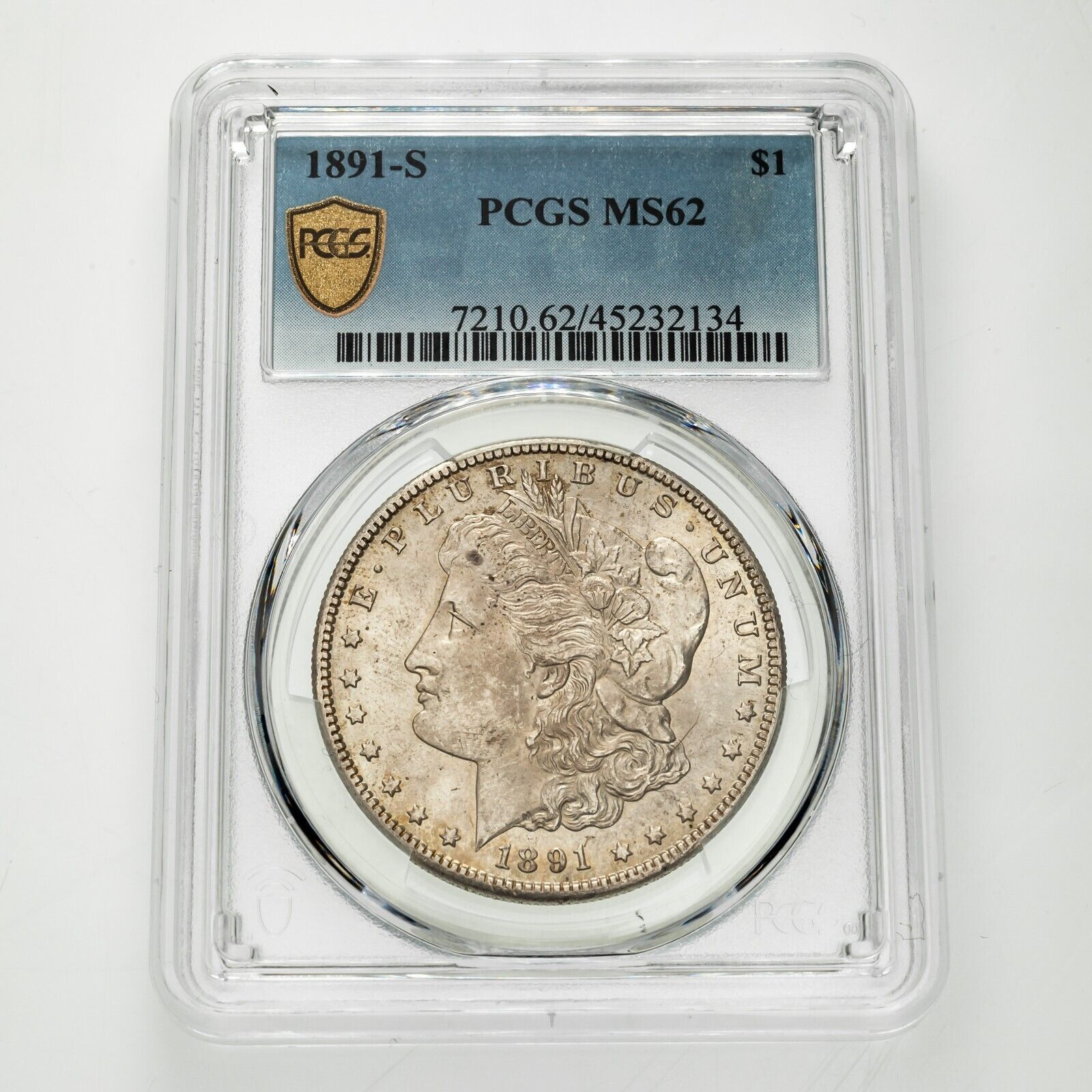 Primary image for 1891-S $1 Silver Morgan Dollar Graded By PCGS As MS62 Gorgeous Coin!