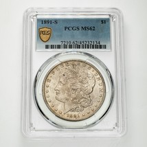 1891-S $1 Silver Morgan Dollar Graded By PCGS As MS62 Gorgeous Coin! - £194.94 GBP