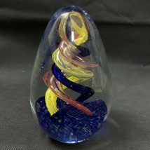 VINTAGE Handmade Paperweight Egg Shaped Swirl Hand Blown Glass Gift KG JD - £19.78 GBP