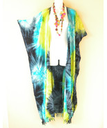 CG20 Tie Dye Women Rayon Batik Plus Size Open Front Duster Maxi Cardigan... - £23.41 GBP