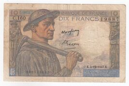 '786 Ending Sainte Numéro De Marche Arrière' France, 10 Francs, 1947, XF - $30.48