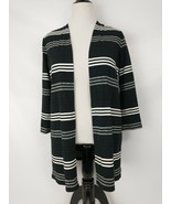 J. Jill Wearever Collection Black and White Striped Long Open Front Cardigan M - $20.00