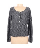 J. Jill Linen Blend Heathered Gray Cardigan Womens Size Medium Button Front - $216.71 MXN