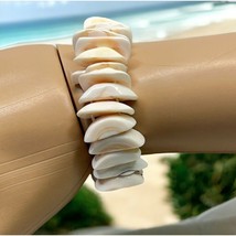 Faux Shell Stretch Bracelet Vintage Beach Surf Tribal - £8.96 GBP