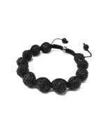 Bola de Cristal Ónice Negro Color Nuevo 12mm Ancho Budista Macrame Pulse... - $45.04 CAD