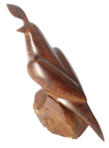 Vintage MCM Large Ironwood Hand Carved Quail Bird Sculpture On Block Wood 7.25&quot;H - £20.16 GBP