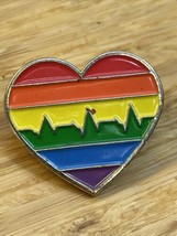 One Pulse Rainbow Heart Lapel Pin Pinback Orlando City Beautiful LGBTQ KG - £11.68 GBP