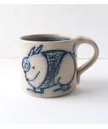 Vintage Rinny Staber Pig Mug Salt Glaze MCM Pottery Ancram NY - £39.86 GBP