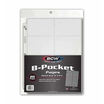 1 pack of 20 BCW 2 5/8&quot; x 4&quot; Sized 8-Pocket Vinyl Binder Pages - $15.65