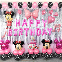 Minnie Theme Birthday Party Decorations Supplies Mouse Balloons Set NEW - £26.29 GBP