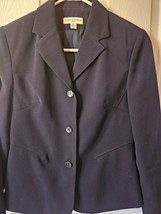 Amanda Smith Petite Womens Blazer Jacket Size 4P Dark Blue 100% Polyeste... - $23.78