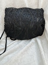 Black Clutch Purse Beaded Sequin Handbag Evening Cocktail Party Holiday - $373.49 MXN