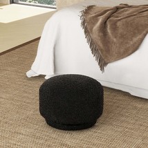 Fuji 15&quot; Comfortable Mushroom Footstool Ottoman, Ebony Black Boucle - $82.99