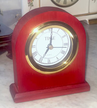 Wood Desk / Table / Mantel , Time Clock, Quartz - Cherry Works - £8.88 GBP