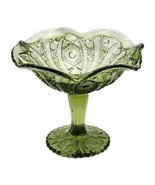 Daisy &amp; Button Crimped Tall Compote Emerald Green Imperial Glass Ohio 7&quot;... - $761.39 MXN