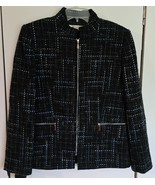 Womens 12 Tahari Arthur S. Levine Black/Blue/Gray Zip Front Lined Jacket... - $535.45 MXN