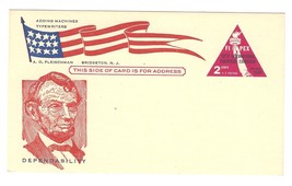 FIPEX Postal Card Lincoln Patriotic Cachet Fleischman Bridgeton NJ Advert UX44 - $4.99