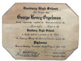 1936 Danbury CT high school diploma - £23.43 GBP
