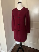 Ellen Tracy Cranberry Red Wool Blend Toggle Detail Cardigan Sz S NWOT - $95.27 CAD