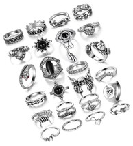 26 PCS Vintage Silver Goth Ring Set for Women Girl, Punk Eye - $820.26 MXN