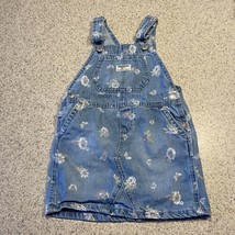 OshKosh B’Gosh Floral Denim Bib Overalls Jumper Toddler Girl Size 3T Light Wash - £14.45 GBP