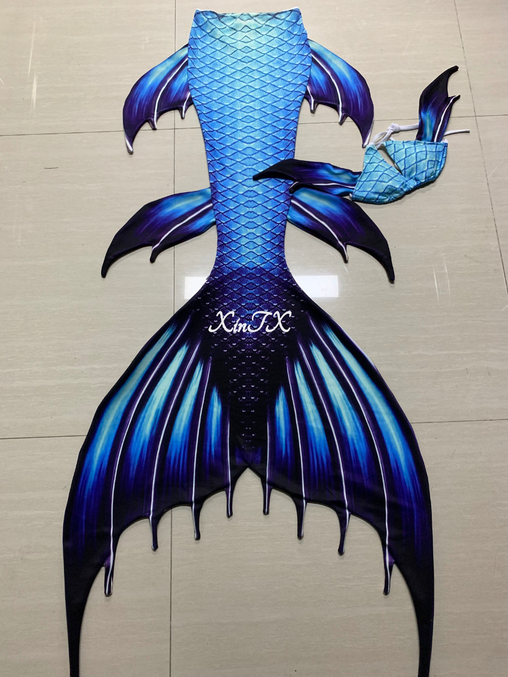 NEW!Royal Blue Big Mermaid Tail Skin No Monofin Beatiful Mermaid Swimsuit