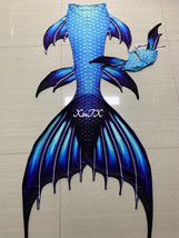 NEW!Royal Blue Big Mermaid Tail Skin No Monofin Beatiful Mermaid Swimsuit - £70.48 GBP