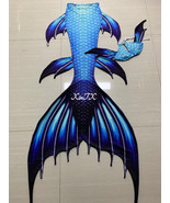NEW!Royal Blue Big Mermaid Tail Skin No Monofin Beatiful Mermaid Swimsuit - £70.52 GBP