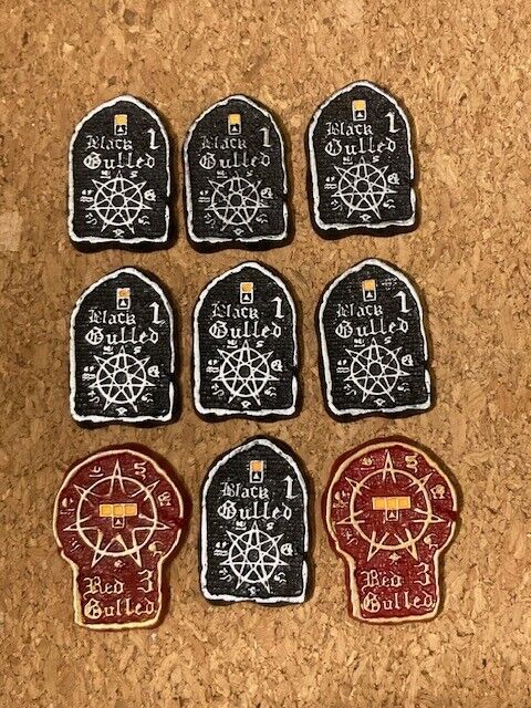 Lot of 9 Navia Dratp Black And Red Gulled Board Game Pieces - £4.35 GBP