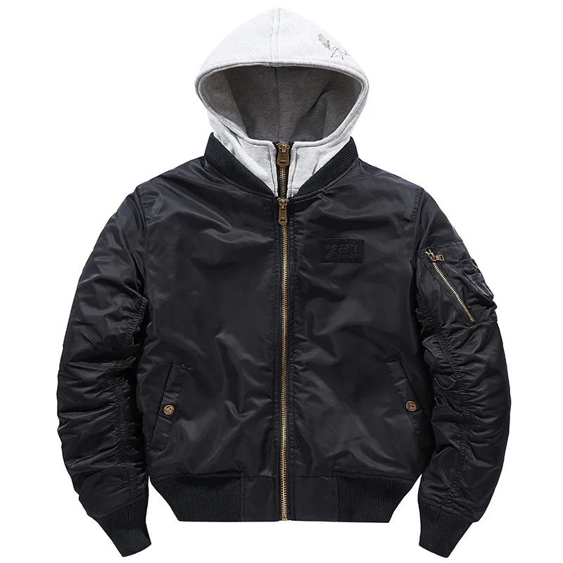 Winter Bomber Jackets Men Waterproof Hooded Multi-pocket Pilot Baseball Coat Fas - £225.07 GBP