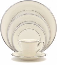 Lenox USA Fine Porcelain China SOLITAIRE 5pc Place Setting Platinum Trim - £67.95 GBP