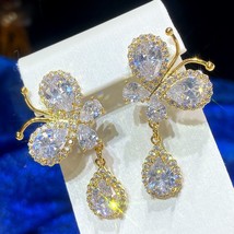 Fashion Bridal Wedding Jewelry Large Grain Zircon Design Butterfly Women Earring - £26.81 GBP