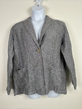 NWT Coldwater Creek Womens Size XL Charcoal Pocket Blazer Jacket Linen - $25.56