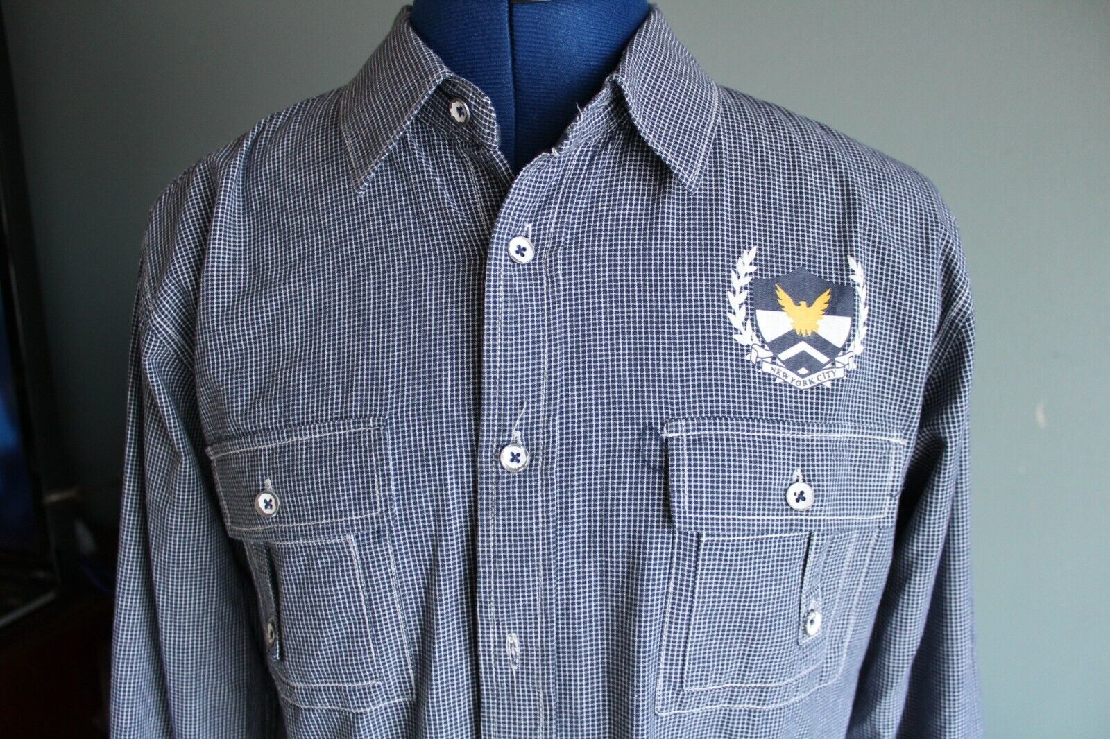 Men's Company 81 Blue/White Check Long Sleeve Button Up Shirt ~L~ Fits Like (M) Item image 2