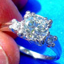 Earth mined Diamond Deco Engagement Ring 14k White Gold Vintage Estate Solitaire - $154,962.57 MXN