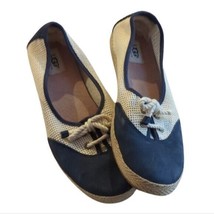 UGG Catrin Women Size 9.5 Espadrilles Flats Suede Slipon Shoes Navy Blue Beige - £29.79 GBP