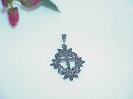 Antique Art Deco Sterling Silver Marcasite Cross Ornate Pendant Vintage ... - $49.49