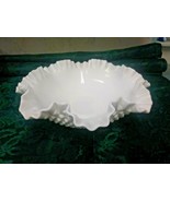 Large Fenton White Hobnail Milk Glass Pedestal Ruffle Bowl Vintage - $18.52 CAD