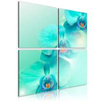 Tiptophomedecor Stretched Canvas Floral Art - Sky-Blue Orchids - Stretched &amp; Fra - £55.81 GBP+